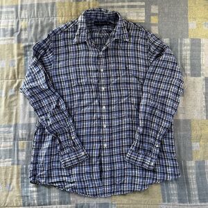 Polo Ralph Lauren Shirt Button Down Wash Linen Shirt Men's Blue Striped XXL